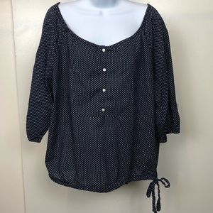 Gap Tie-Waist Navy and White Polka Dot Buffon-Up